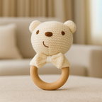 Knit Bear Baby Rattle Toy