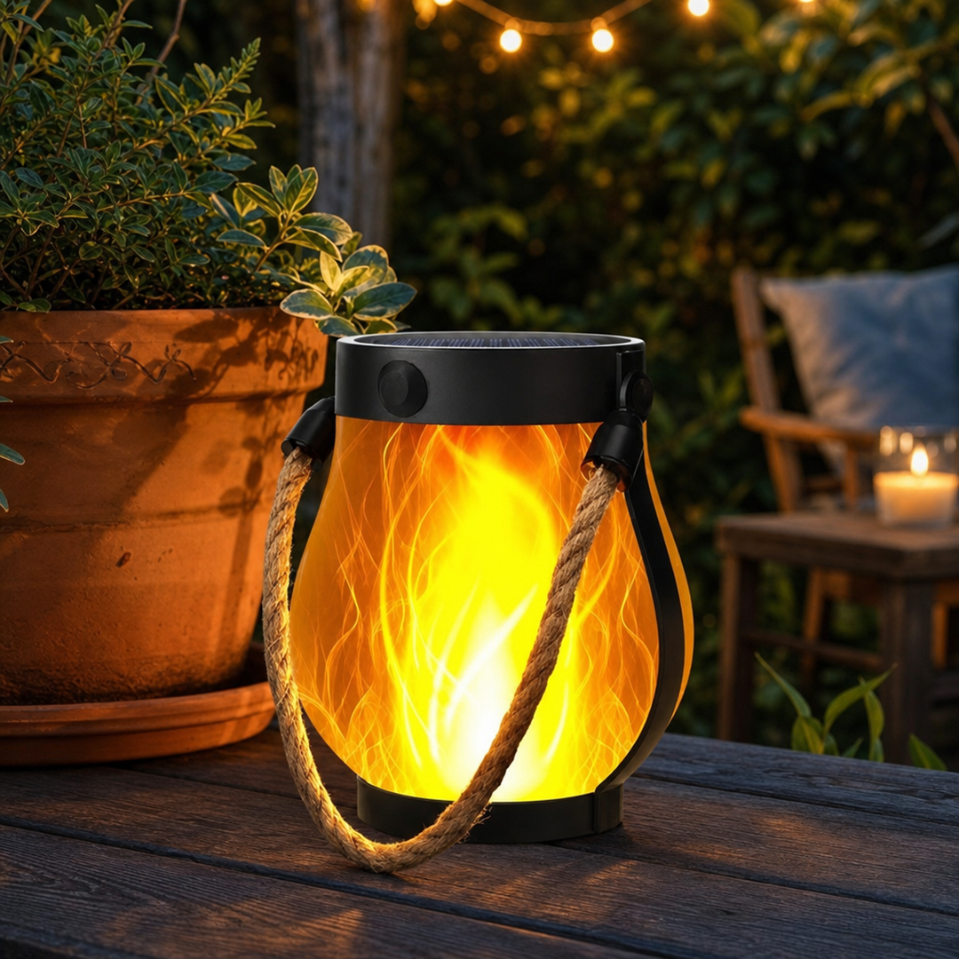 Solar Flame Lanterns with Hemp Rope