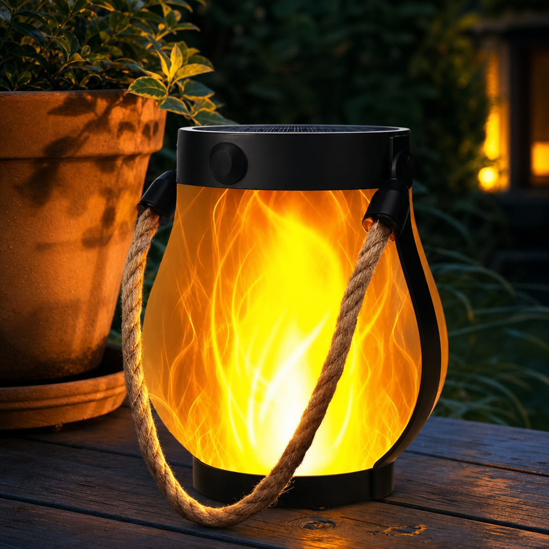 Solar Flame Lanterns with Hemp Rope
