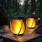 Solar Flame Lanterns with Hemp Rope