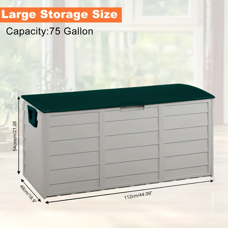 75 Gallon Heavy-Duty Outdoor Deck Box - Waterproof, Lockable