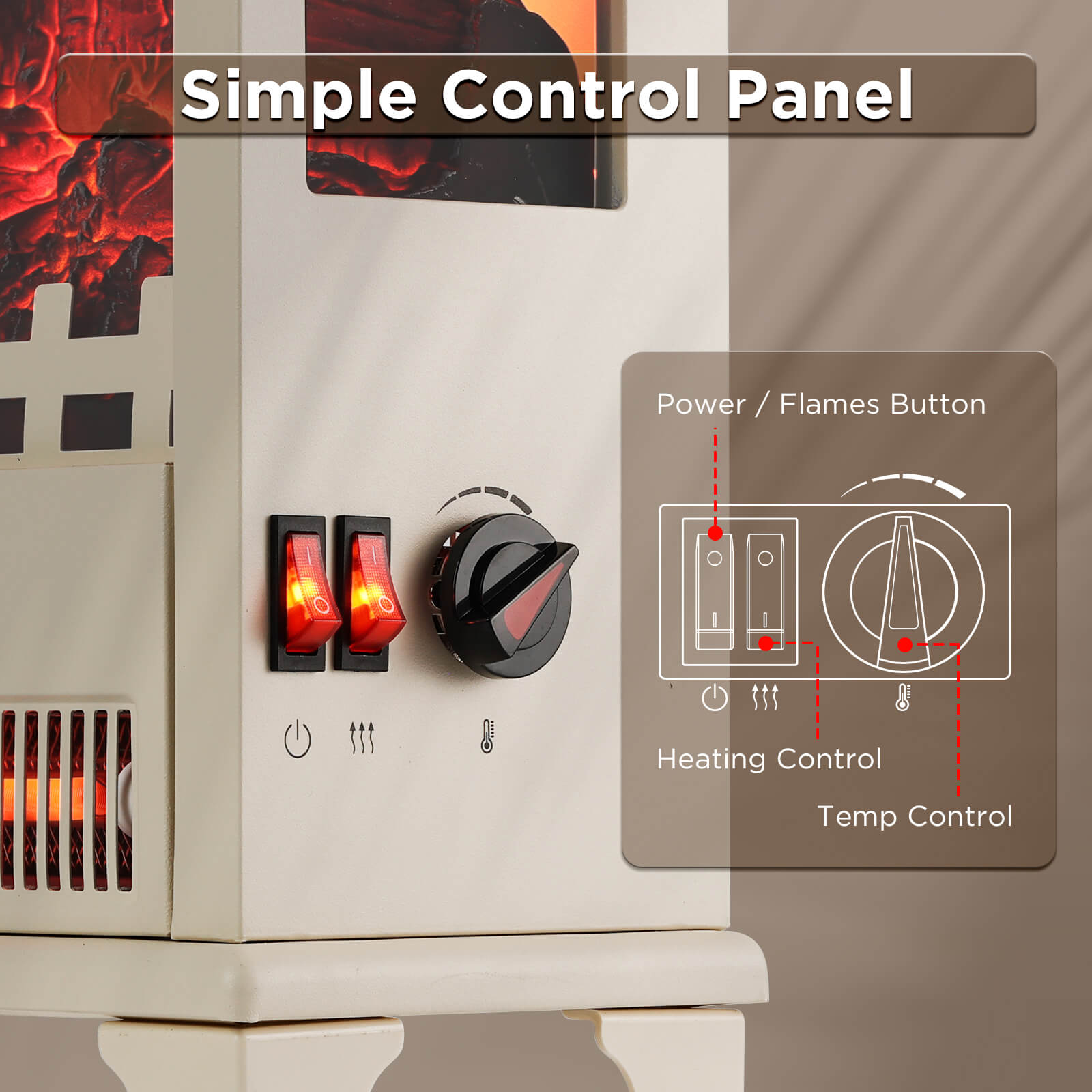 Suburbs TS17Q Electric Fireplace Stove Heater