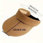 Sun Hat Wide Brim Foldable Straw Visor