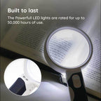 LED Lighted Magnifying Glass – Handheld Reading Magnifier for Books & Small Print