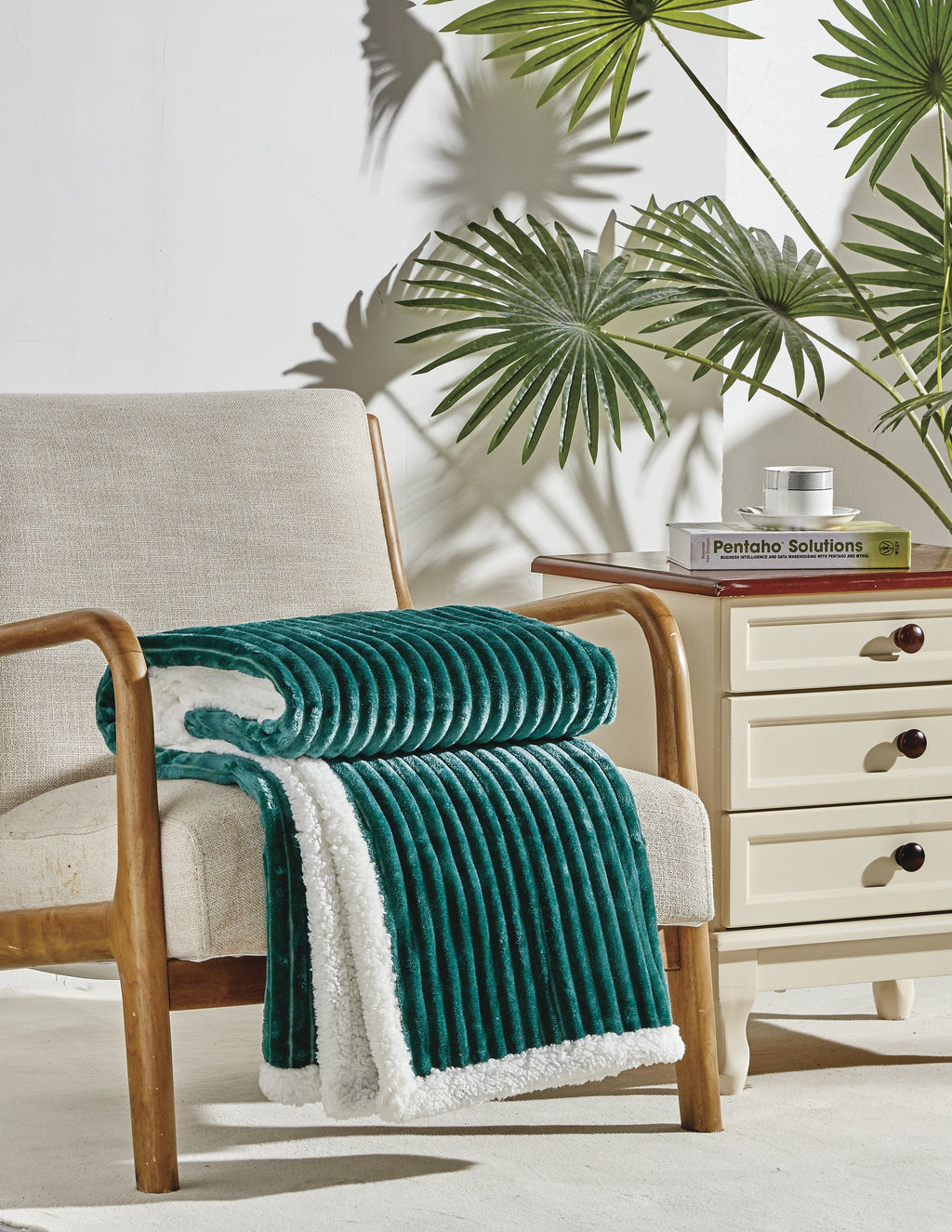 Corduroy Sherpa Reversible Throw Blanket, 50 × 60 in