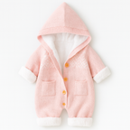Lira Pink Knit Hooded Baby Suit