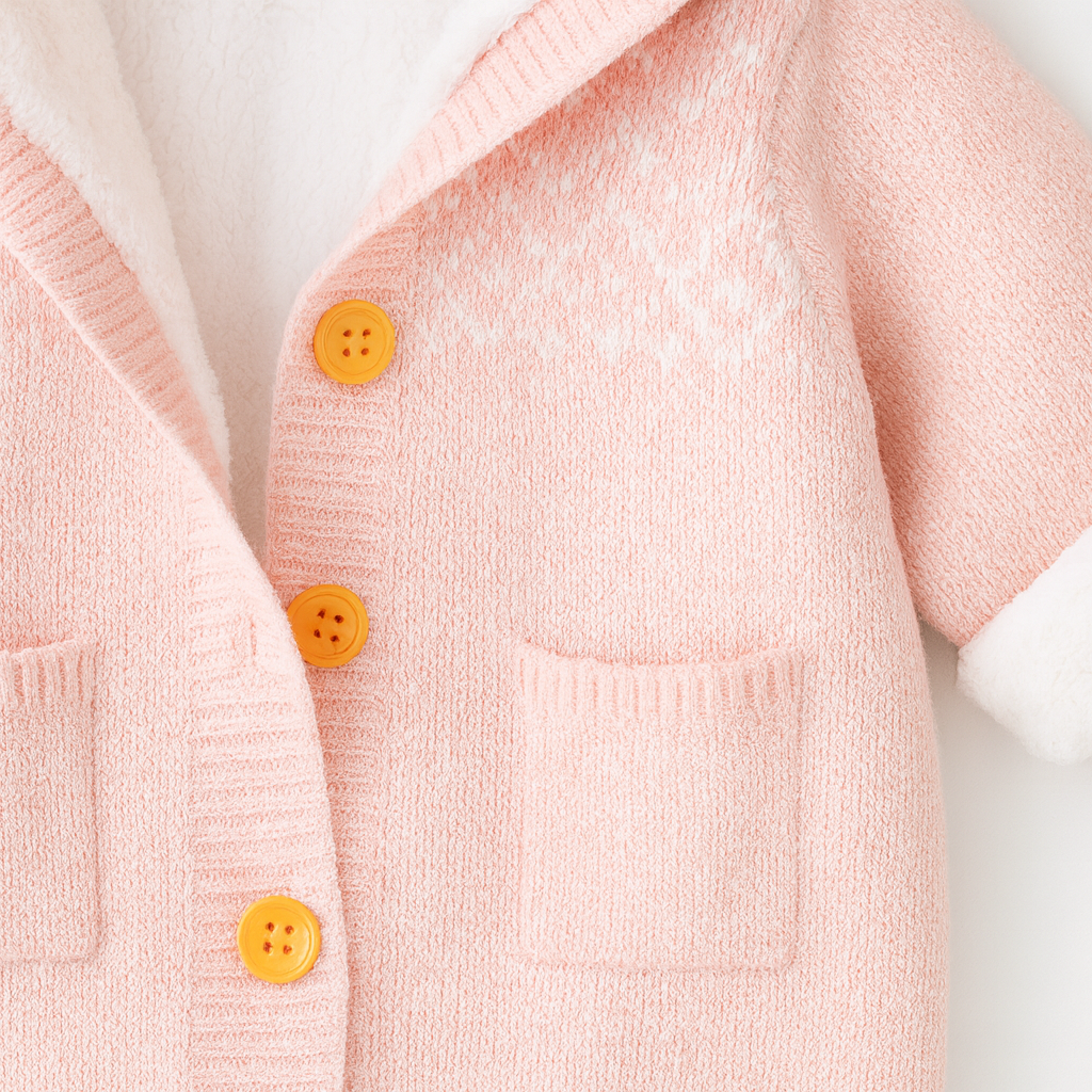 Lira Pink Knit Hooded Baby Suit