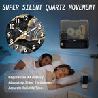 MarbellaTime | Modern Round Wooden Wall Clock | Silent Marble Design
