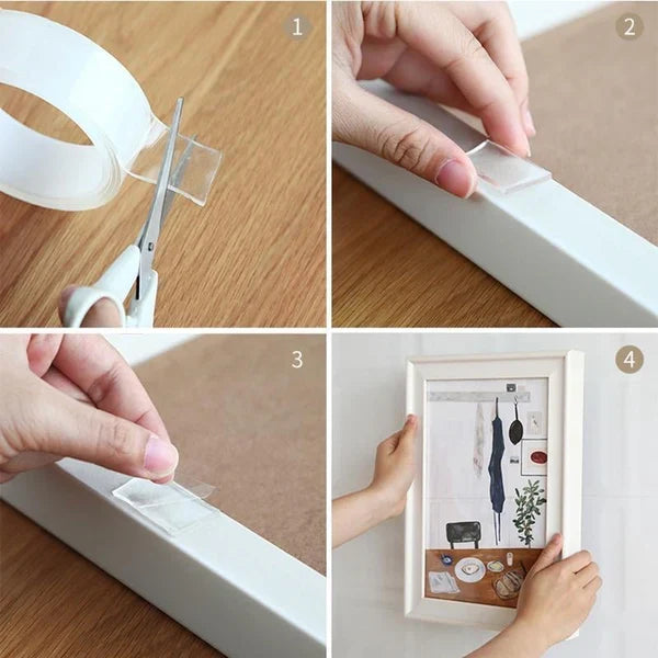 Transparent Sticky Nano Tape Double Sided Grip Reusable Home Tape Traceless Glue
