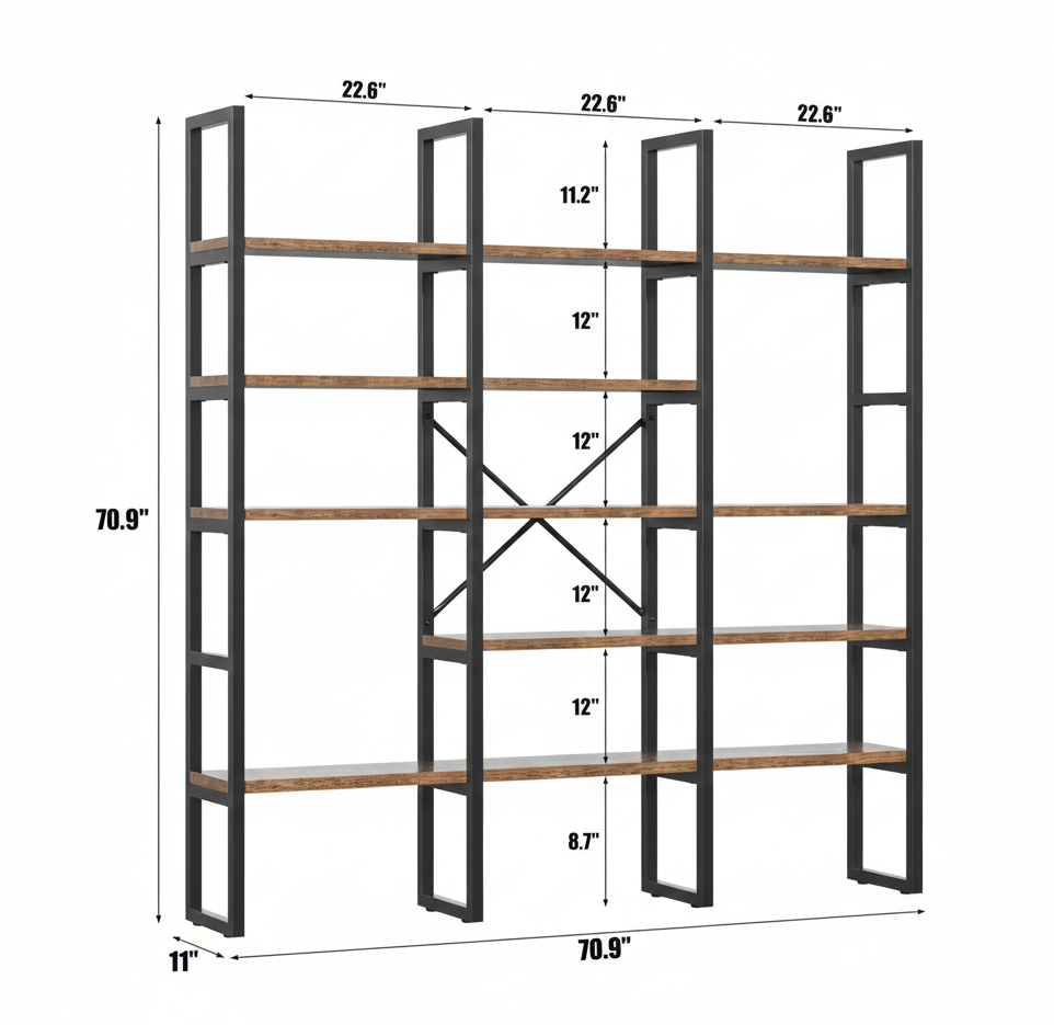 Industrial Metal Bookshelf