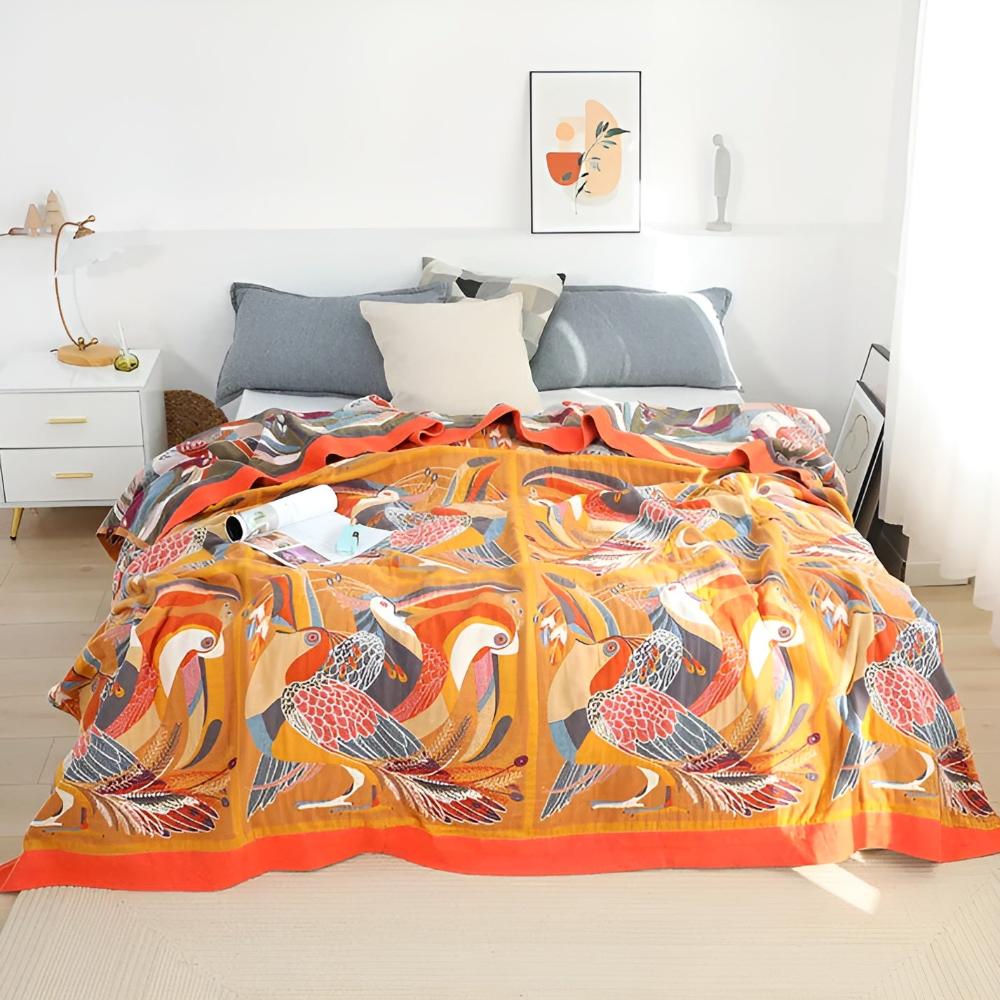 Tropical Toucan Print Throw Blanket