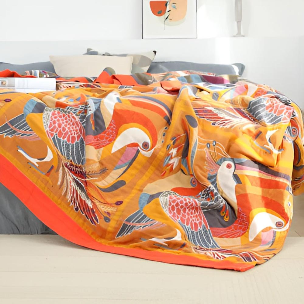 Tropical Toucan Print Throw Blanket
