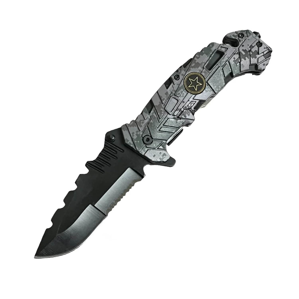 2-Pack: 5" Spring Assisted Knife with Camo Nylon Fiber Handle