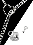 Bezel Heart Lock & Key Chain