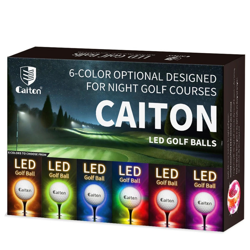 Caiton Glow in the Dark Golf Balls - Set of 6 Impact-Activated, High-Visibility Luminous Golf Balls for Nighttime Play, Ideal Gift