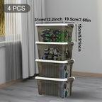 4PCS Stackable Storage Boxes with Lids & Handles Clear Organizer Bins Home Closet