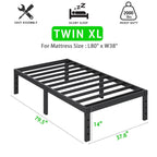Heavy Duty Metal Bed Frame Platform Mattress Foundation No Box Spring Black