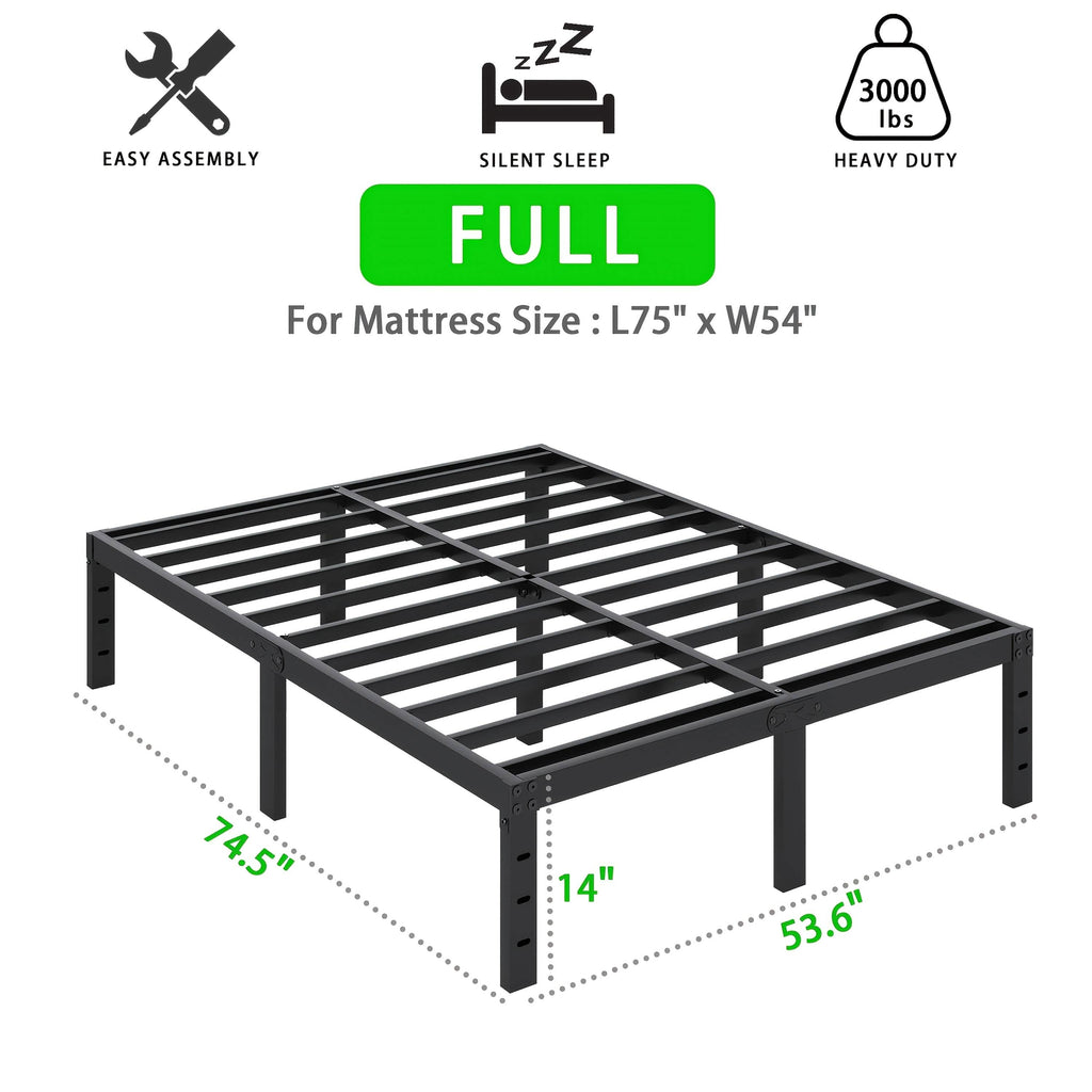 Heavy Duty Metal Bed Frame Platform Mattress Foundation No Box Spring Black