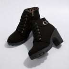 Women's Ankle Boots Block Heel Lace Up Casual Booties