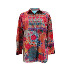 Women's Blouse Floral Print Long Sleeve Button Front Tunic Top
