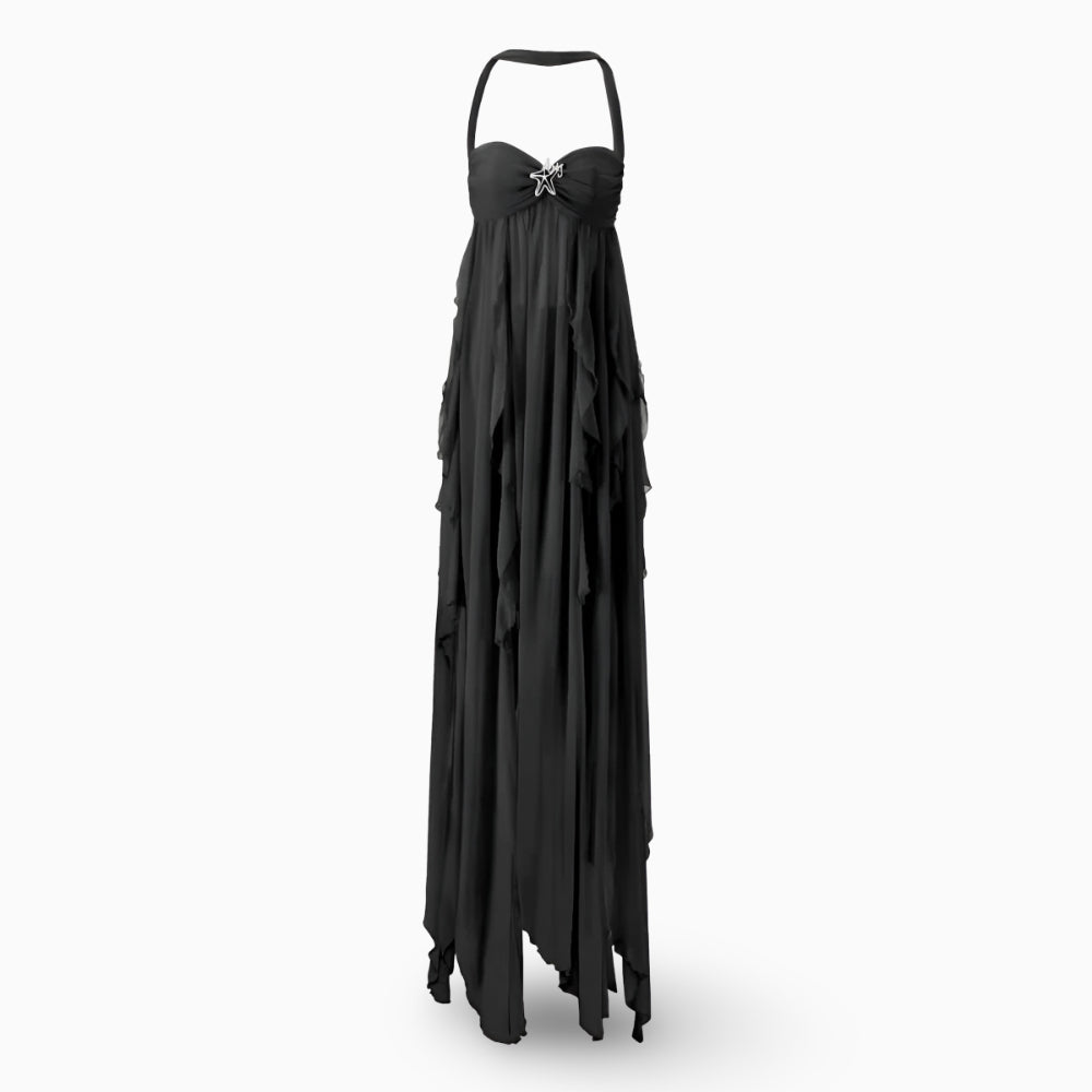 Women's Formal Maxi Long Dress Pleated Off-Shoulder Gown