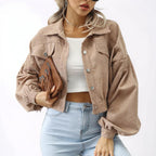 Women's Jacket Cropped Casual Button Front Coat