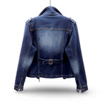Women's Moto Jacket Cropped Casual Zip Coat