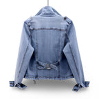 Women's Moto Jacket Cropped Casual Zip Coat