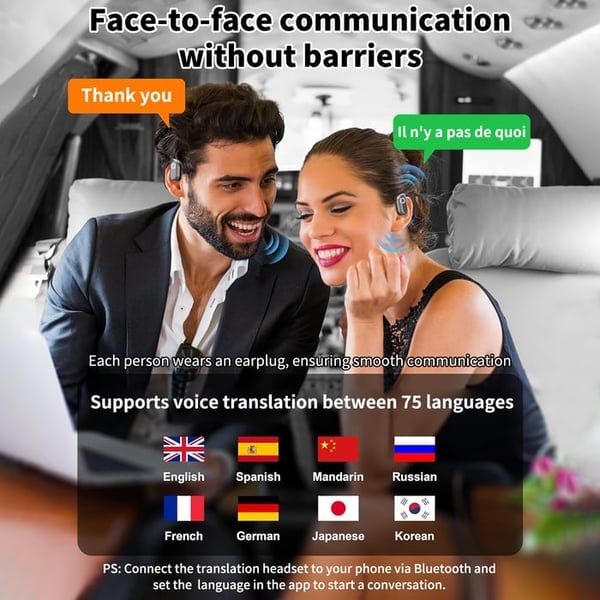 AI-Powered Wireless Bluetooth 5.4 Earphones | Ultra-Clear Translation & Perfect iOS & Android Fit!