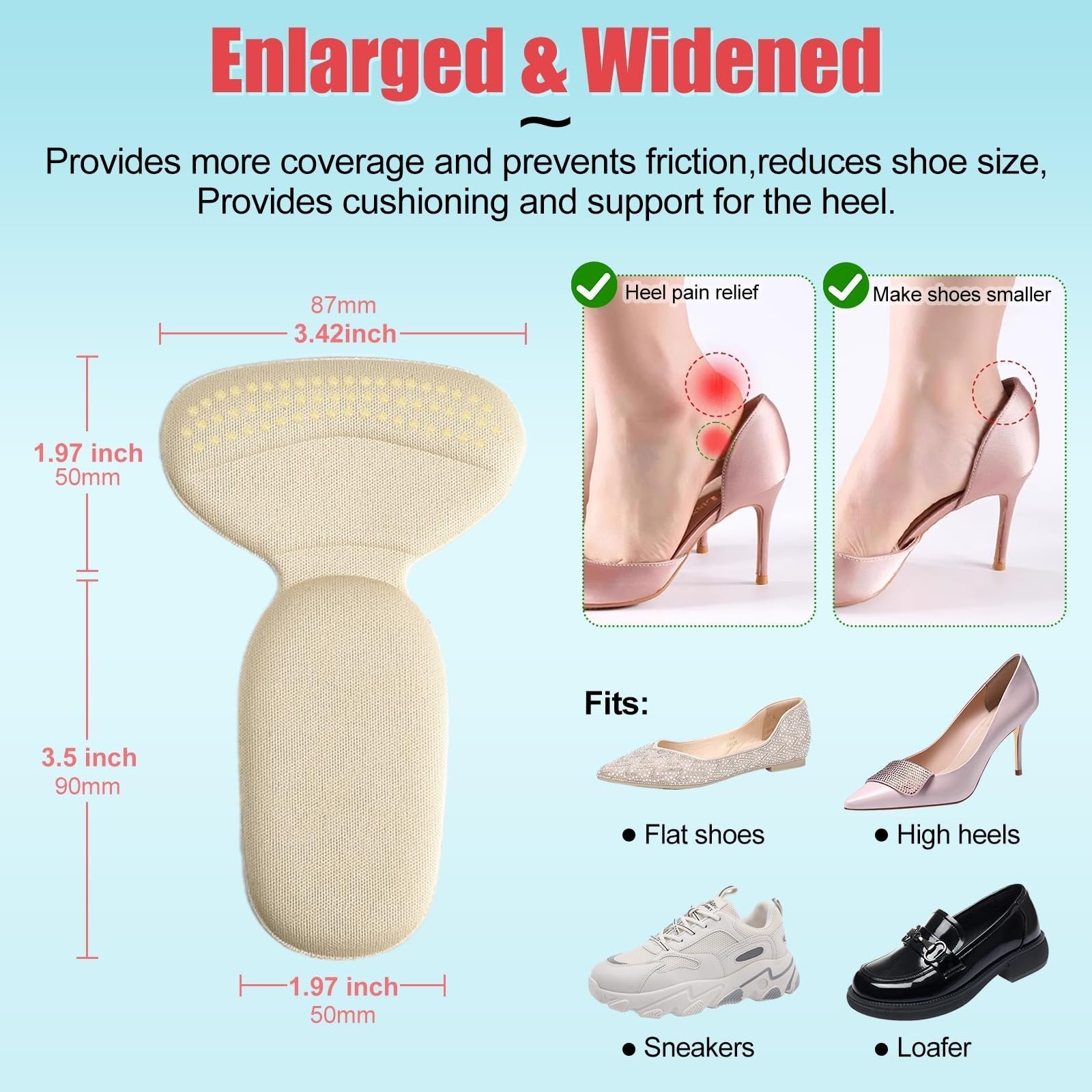 Soft Heel Cushion Pads Anti-slip Heel Protectors for Women & Men