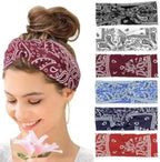Printed Cross Yoga Headband, Print Hair Band Wide Elastic Hair Band, Twist Knot Headbands