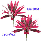 Vibrant Pink Purple Faux Boston Fern & Dragon's Blood Tree, Artificial Decorative Plants
