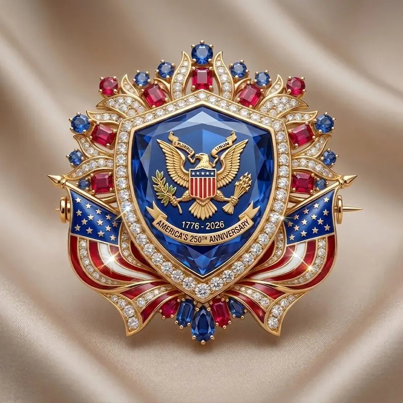 America 250th Anniversary Brooch – Patriotic Commemorative Pin for 2026 Celebration