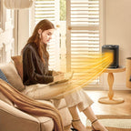 1500W Portable Ceramic Space Heater with Thermostat & Safety Protection with Carry Handle