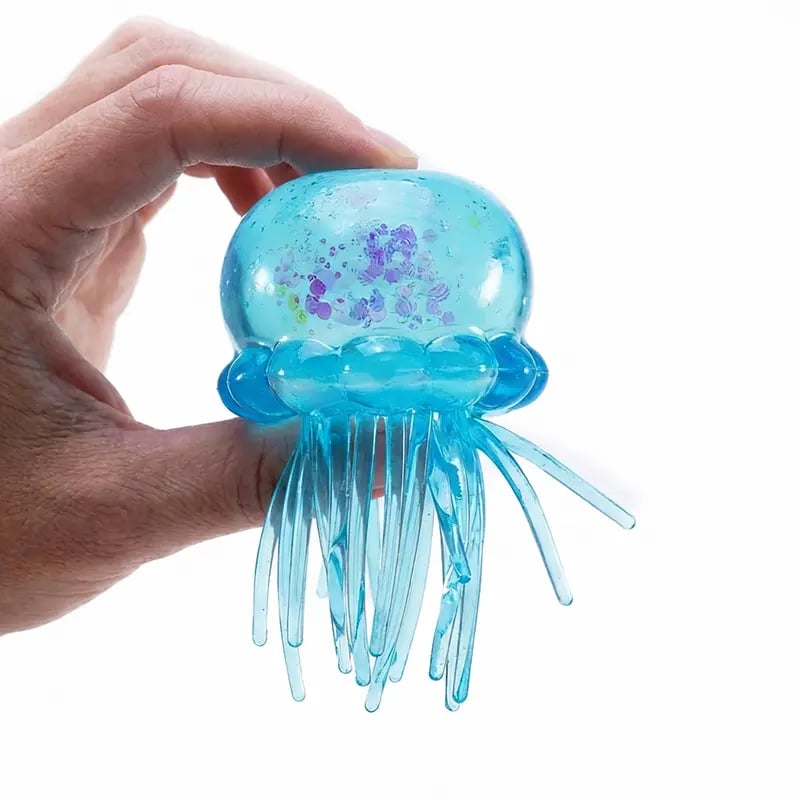 Cute Jellyfish Squishy Toy-Blue, Purple, Pink Glitter Jellyfish Stress Relief Squeeze Toy