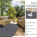 Reversible Outdoor Rug | Black & Grey Modern Patio Mat