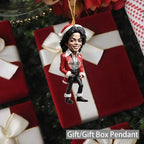 Acrylic Musician Caricature Ornament with Santa Hat