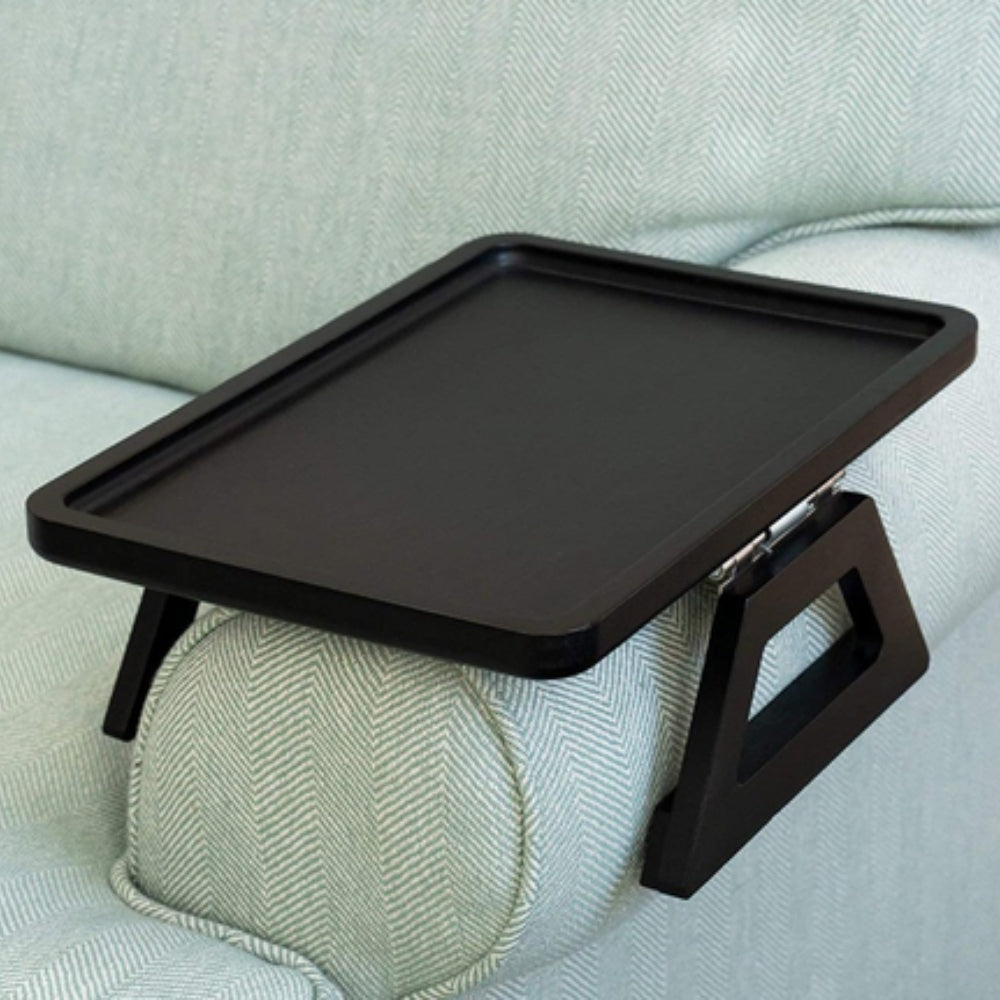 Bamboo Couch Armrest Tray with Clip-On Design
