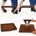Bamboo Couch Armrest Tray with Clip-On Design