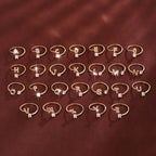 Adjustable Copper Initial Ring with Four-Claw Round Zirconia