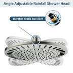Bright Showers Waterfall Shower Head with Adjustable Angle and Anti-clogging Silicone Nozzles,9 inch