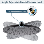 Bright Showers Waterfall Shower Head with Adjustable Angle and Anti-clogging Silicone Nozzles,9 inch