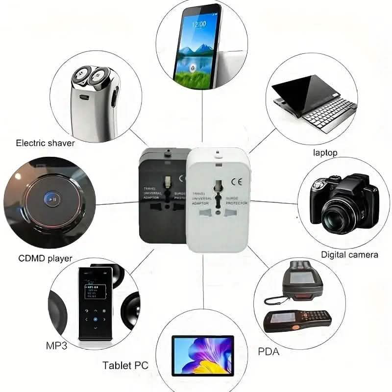 All-in-One Universal Travel Charger with Dual USB Charging Ports