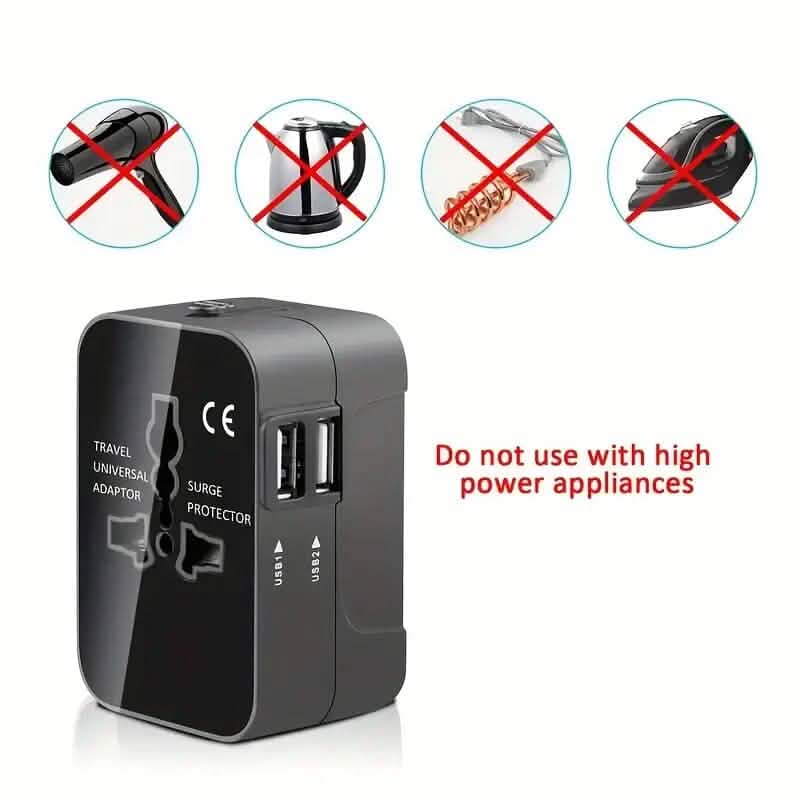 All-in-One Universal Travel Charger with Dual USB Charging Ports