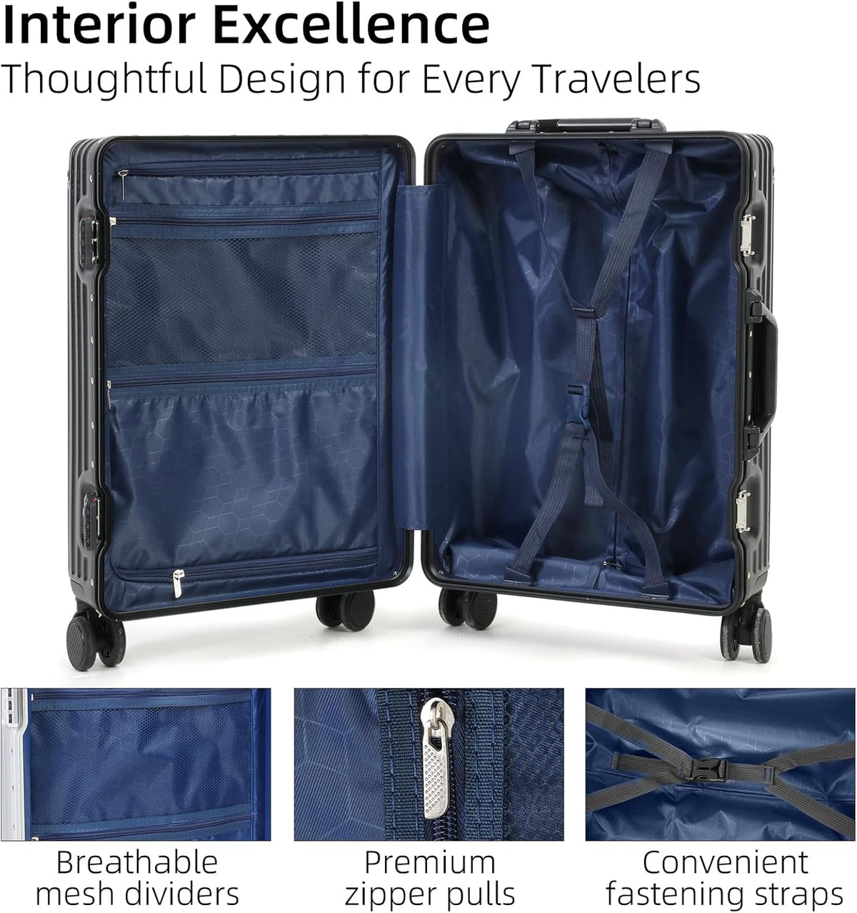 Aluminium Luggage: TSA Lock & Quiet Spinner Wheels