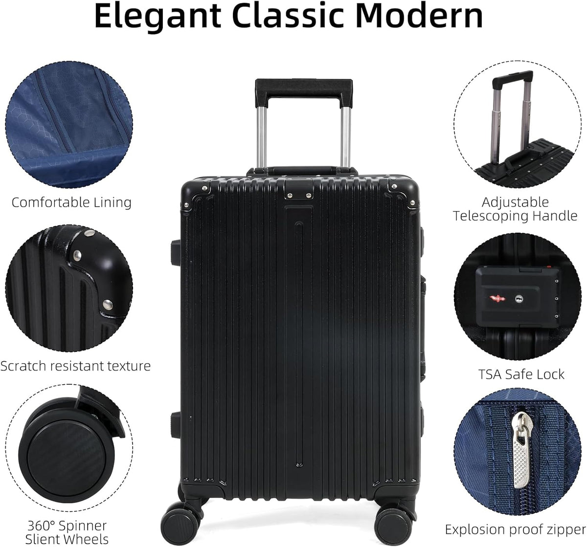 Aluminium Luggage: TSA Lock & Quiet Spinner Wheels