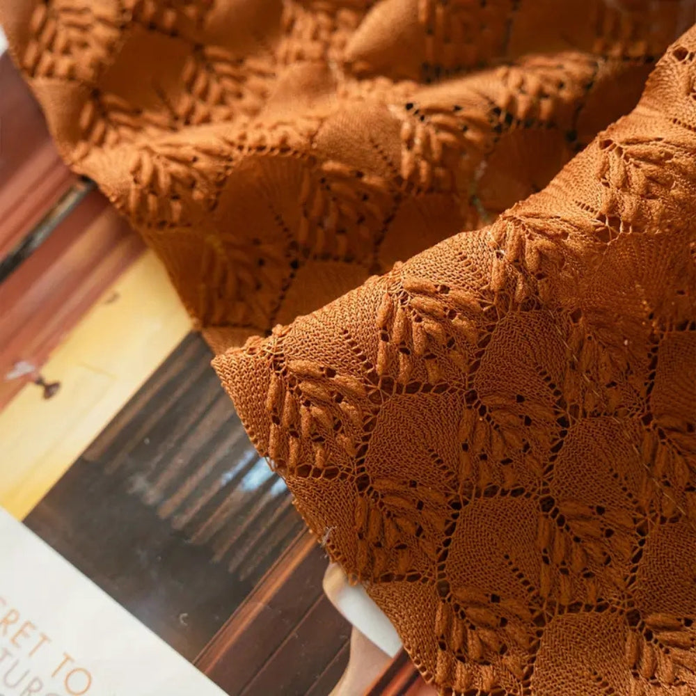 Boho Crochet Window Valance with Amber Hue