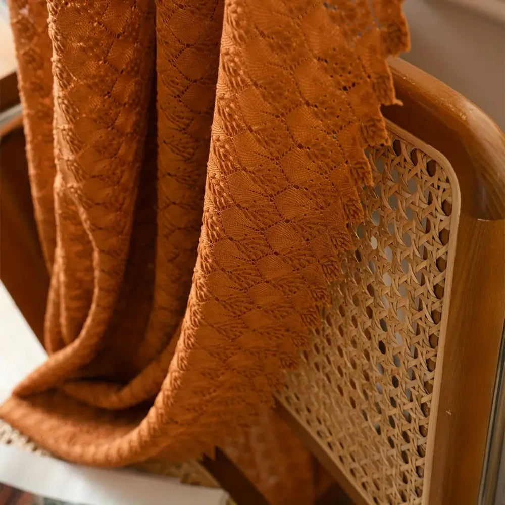 Boho Crochet Window Valance with Amber Hue