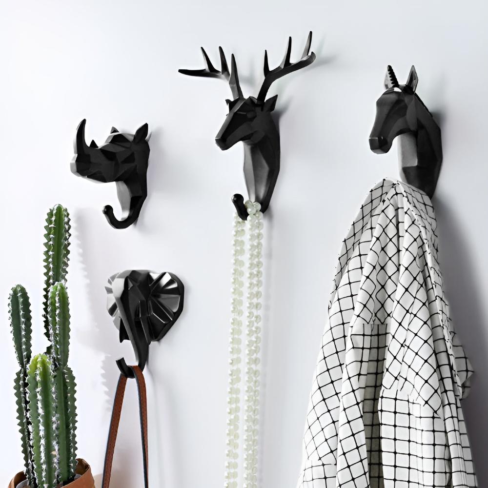 Whimsical Animal Head Wall Hooks for Keys & Coats