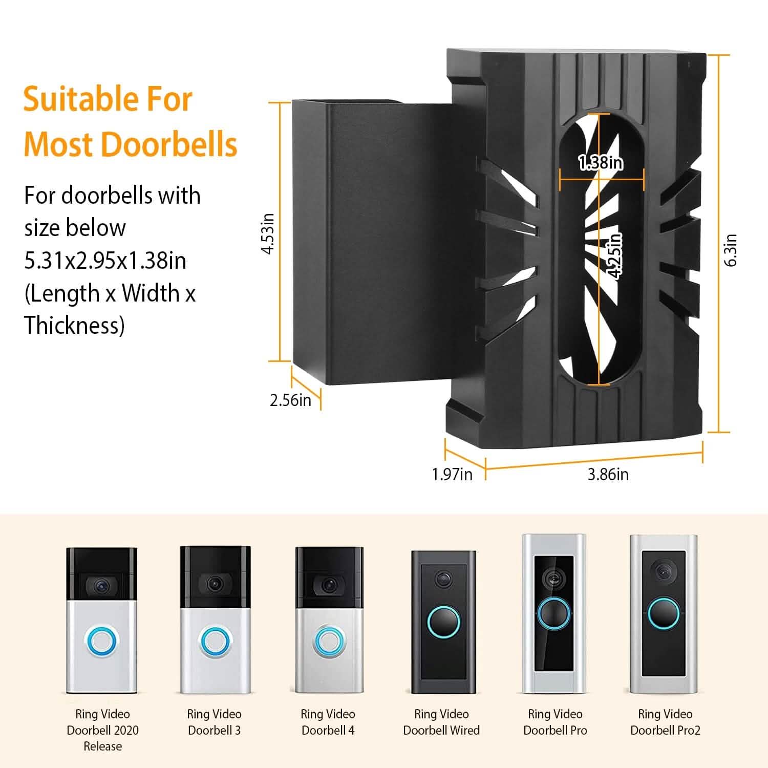 Anti Theft Video Doorbell Door Mount Fit for Most Doorbell Camera Accessories